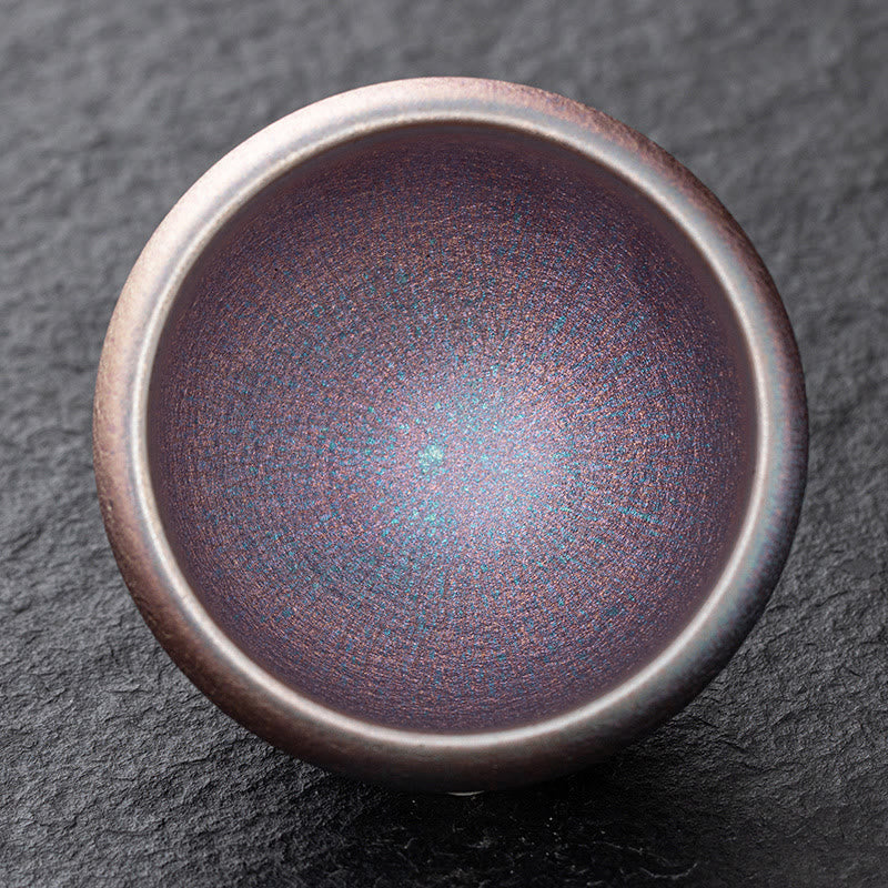 Vintage Purple Rainbow Chinese Jianzhan Kiln Change Porcelain Teacup Kung Fu Tea Cup