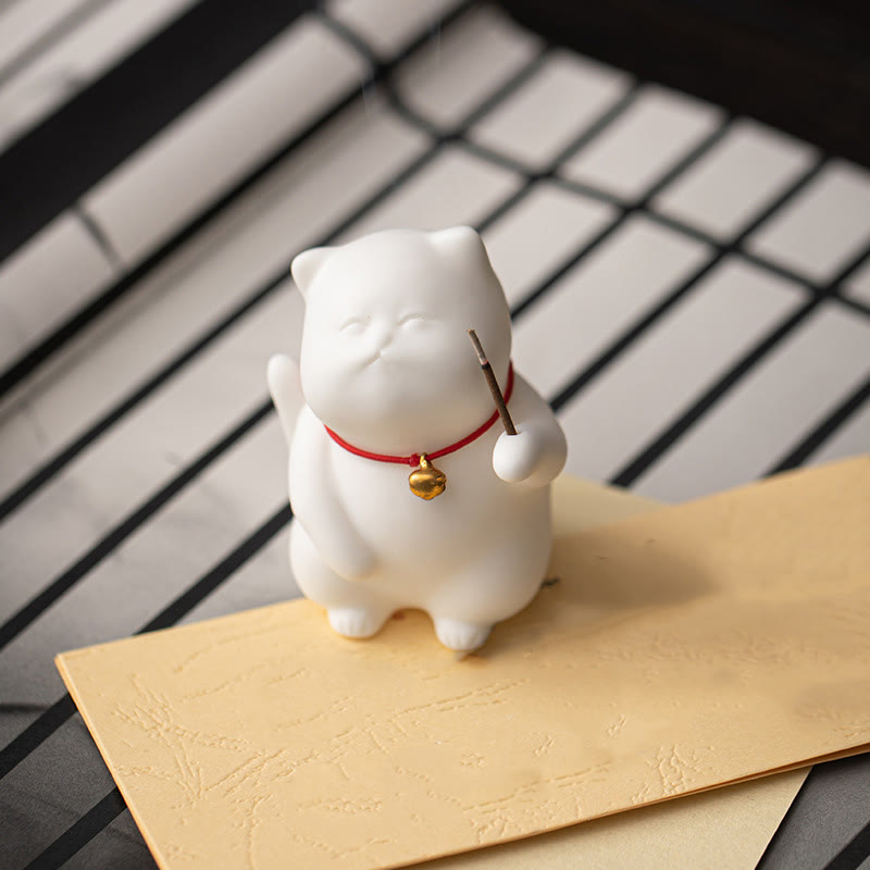 Mini Cute Cat Ceramic Healing Incense Burner Desk Decoration