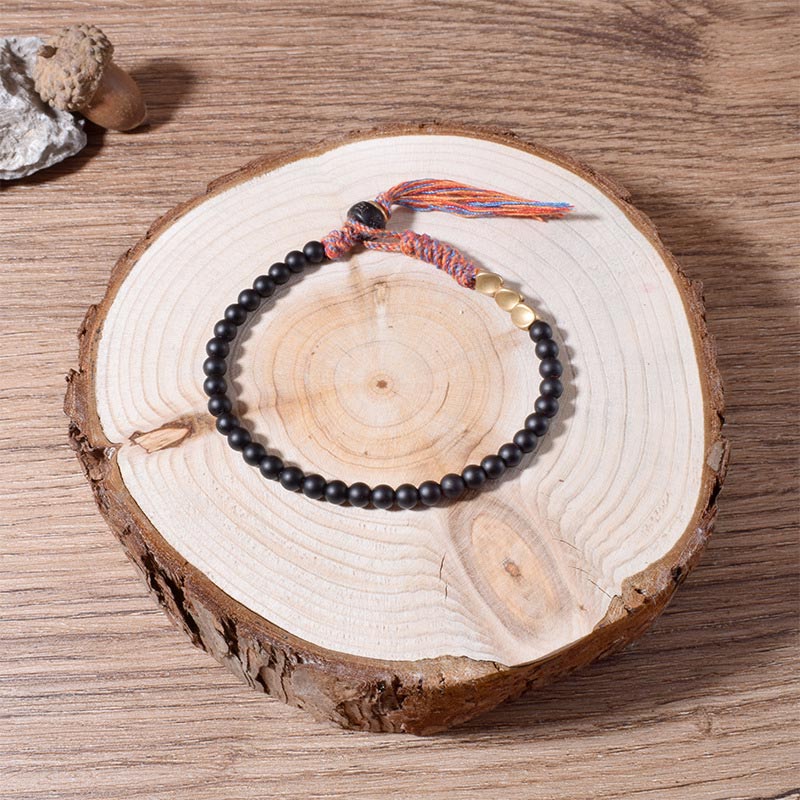 Handmade Tibetan Black Onyx Tassel Bracelet