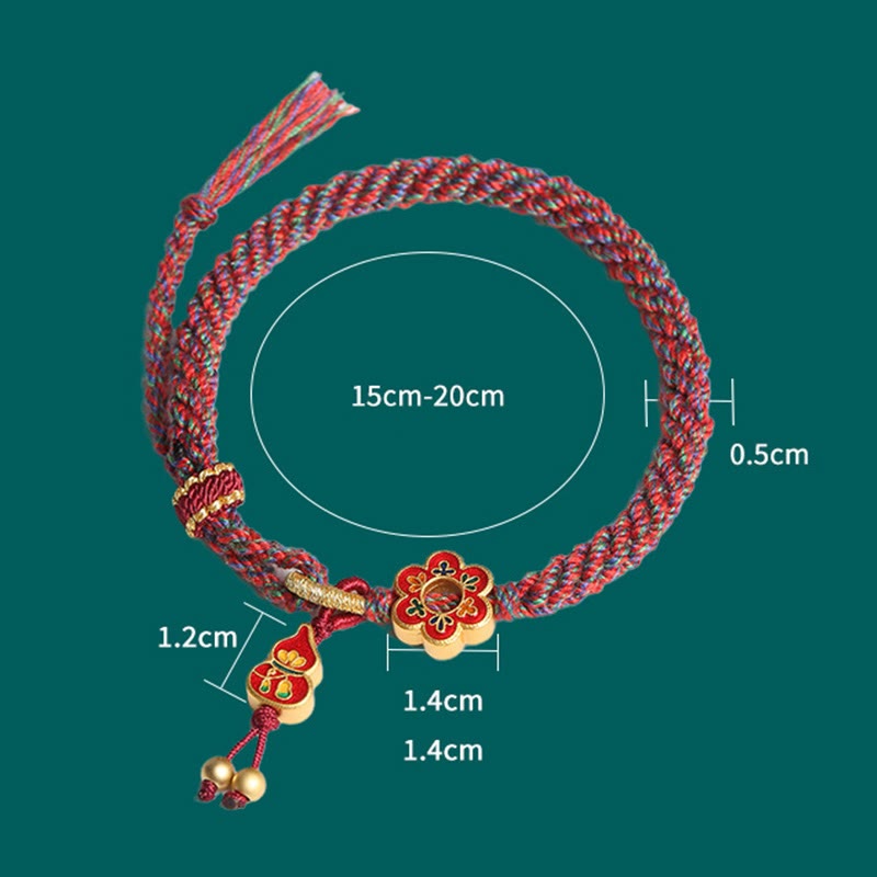 Handmade Colorful Gourd Flower Protection Braided String Bracelet