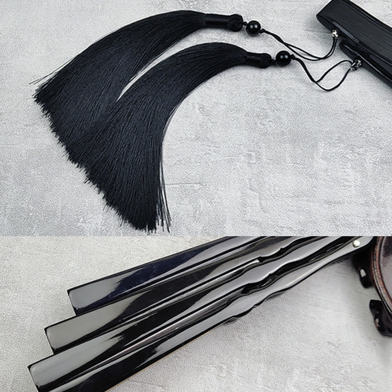 Vintage Bamboo Peony Butterfly Lotus Handheld Silk Folding Fan With Bamboo Frames