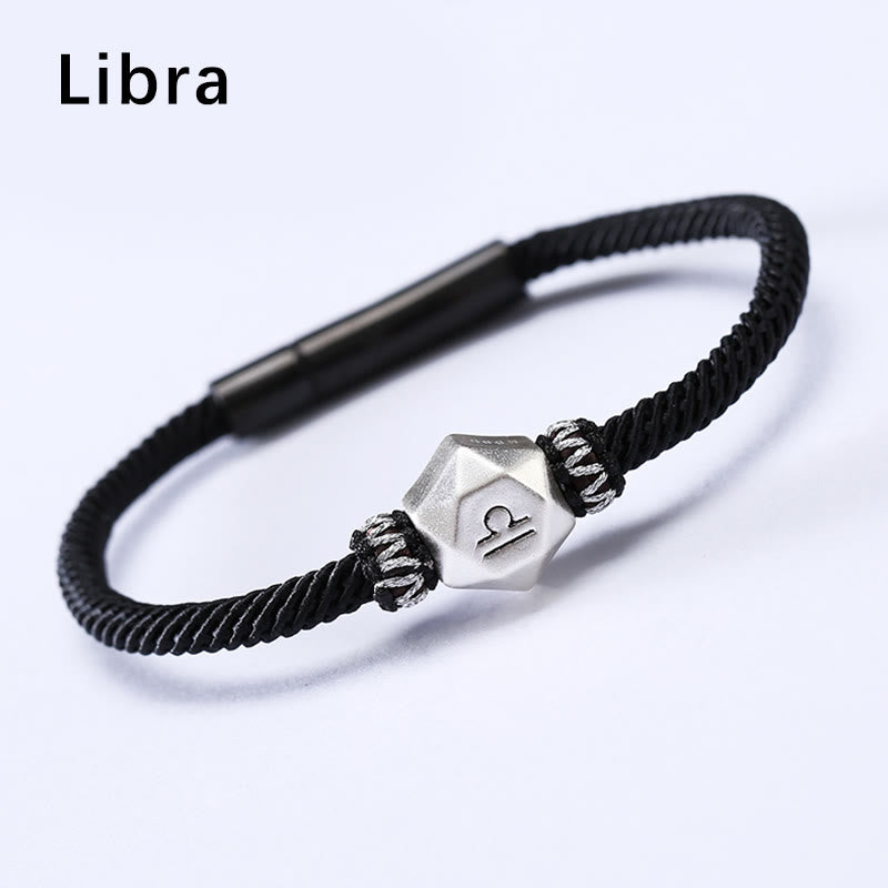 999 Sterling Silver 12 Constellations of the Zodiac Protection Handmade String Bracelet