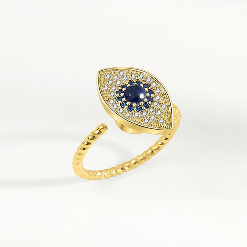 Rotatable 925 Sterling Silver Evil Eye Spinner Ring