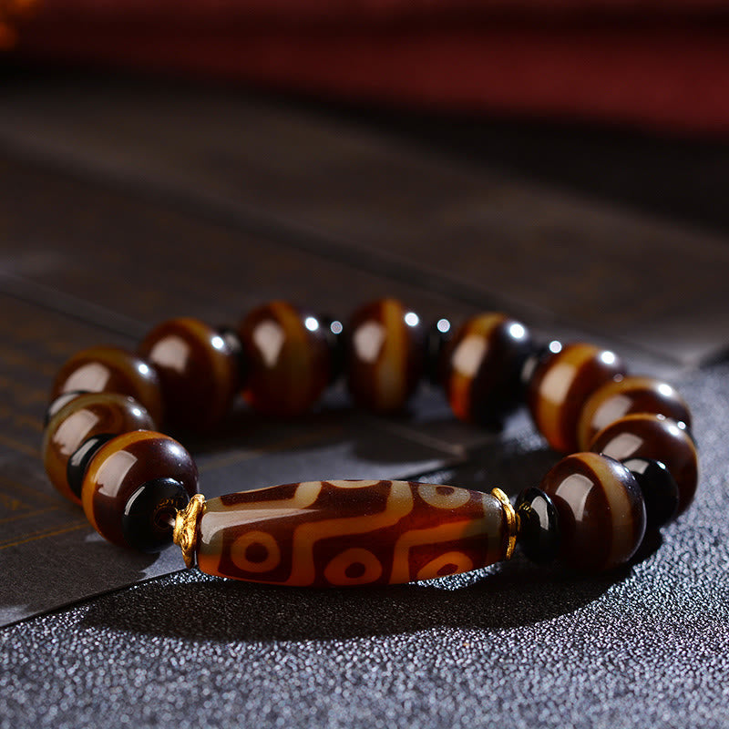Tibetan Natural Nine-Eye Dzi Bead Agate Wealth Blessings Bracelet