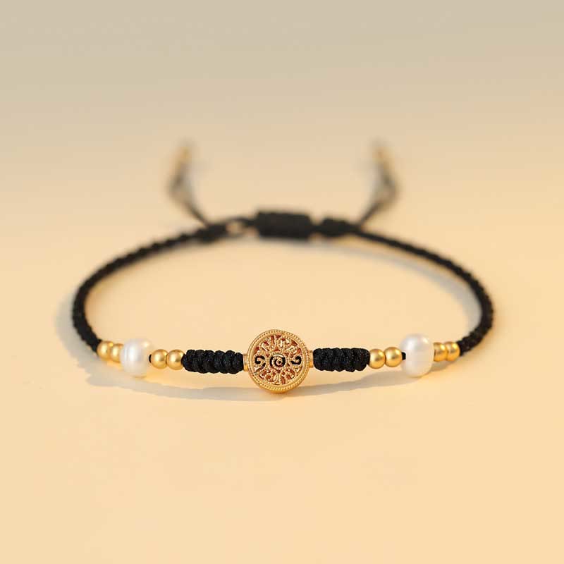 Hand-Braided Copper Tree of Life & Chinese Coin Red String Bracelet