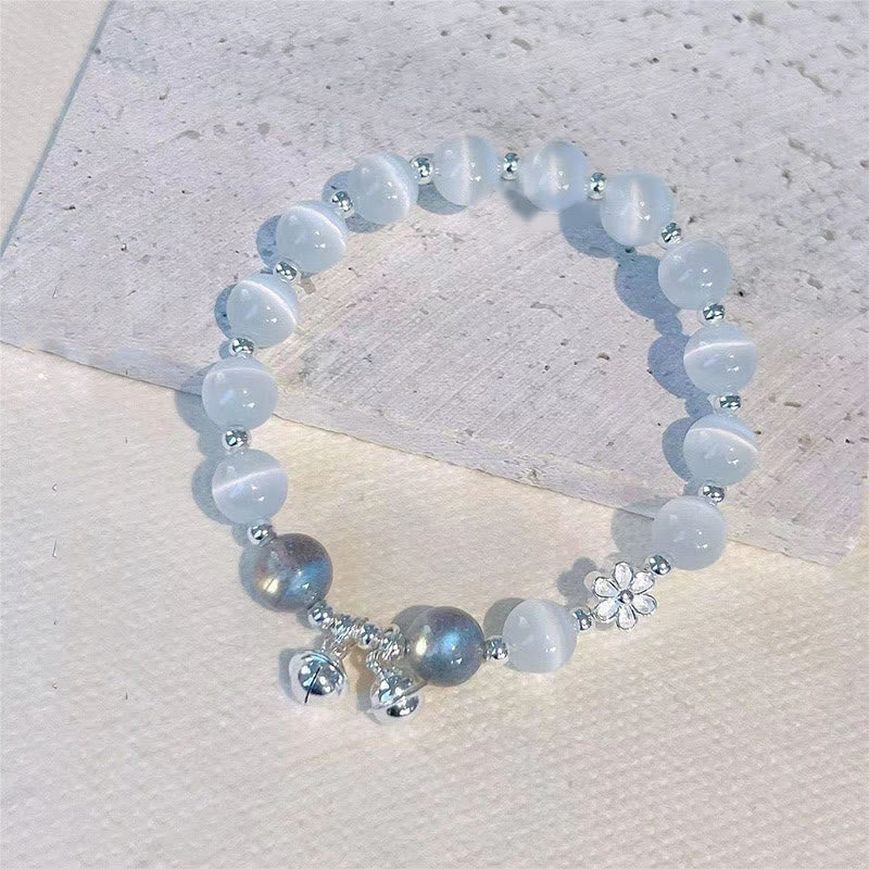 Cat's Eye Crystal Peach Blossom Bell Fu Character Charm Support Bracelet
