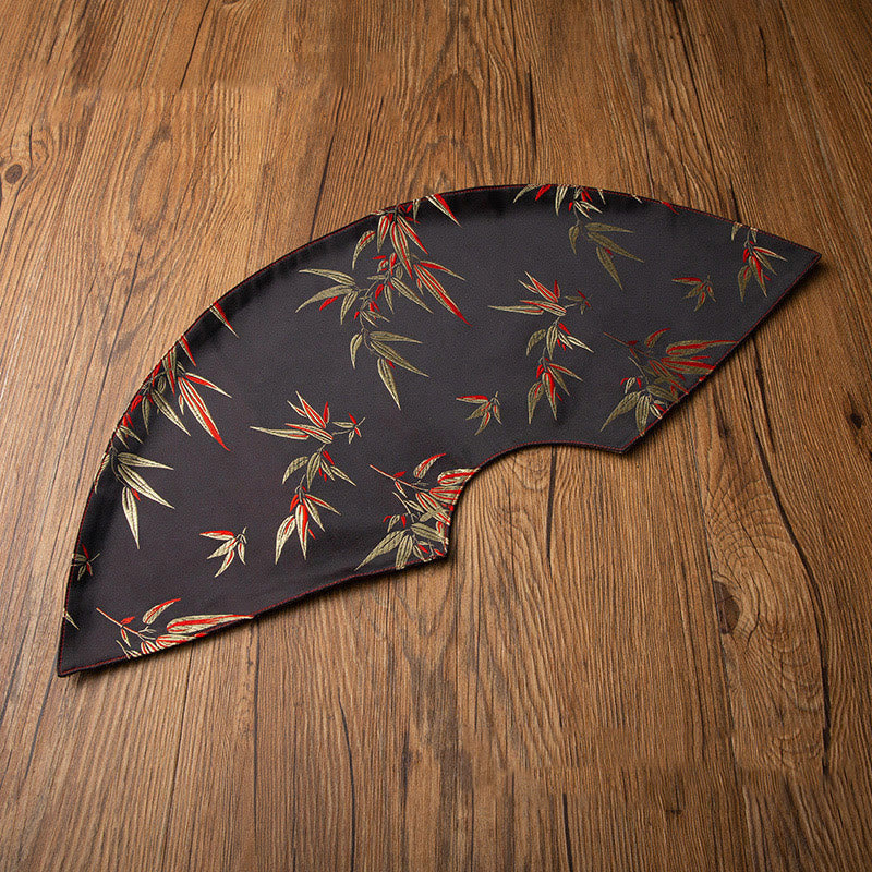 Vintage Sea Wave Bamboo Plum Blossom Embroidered Cup Mat Pad Tea Cup Coaster Kung Fu Tea Mat