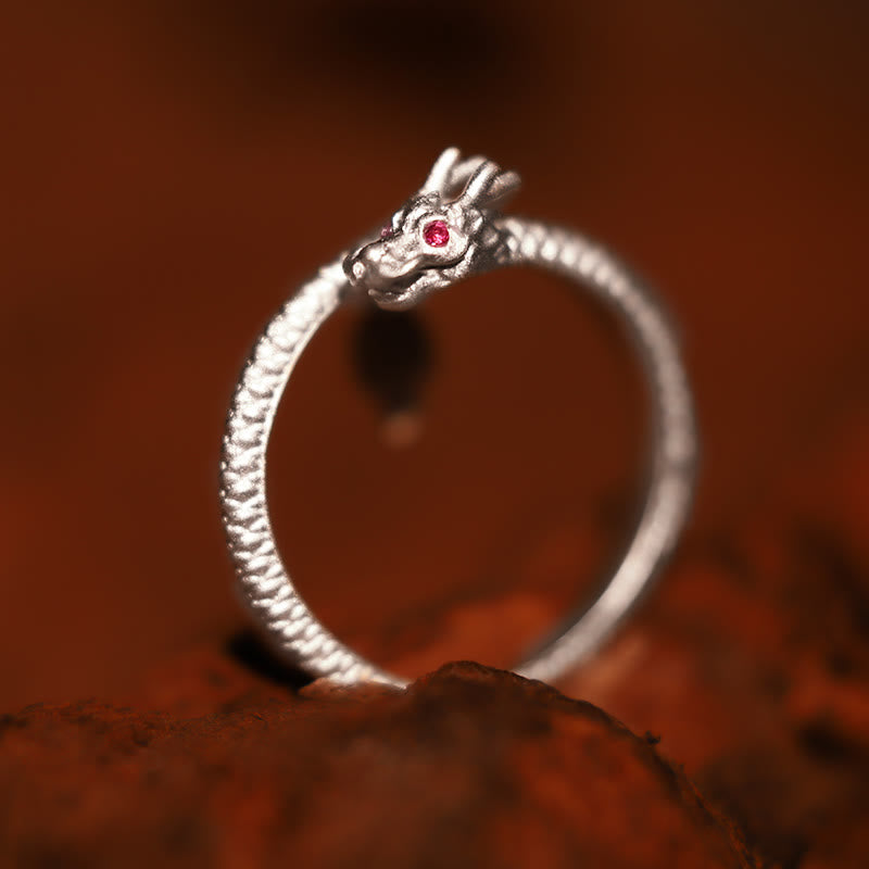 Vintage Sterling Silver Adjustable Dragon Motif Statement Ring