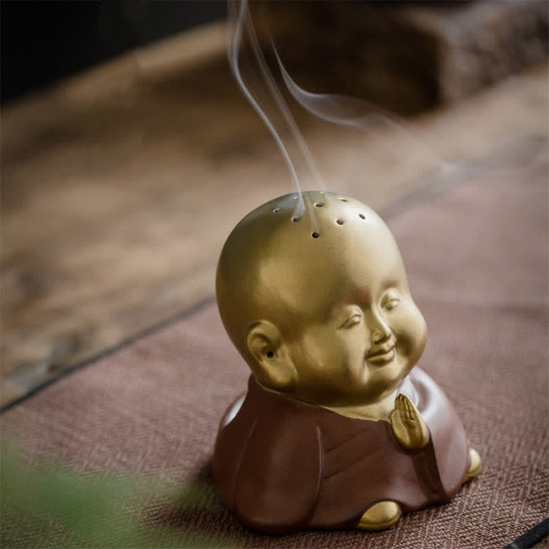 Handcrafted Ceramic Laughing Buddha Healing Incense Burner for Meditation