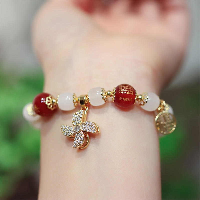 Windmill Chinese Lock Charm Fu Character Blessing Bracelet