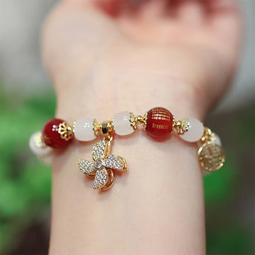 Windmill Chinese Lock Charm Fu Character Blessing Bracelet