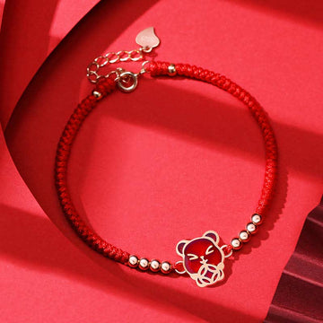 925 Sterling Silver Chinese Zodiac Luck Faith Discolor Red String Bracelet