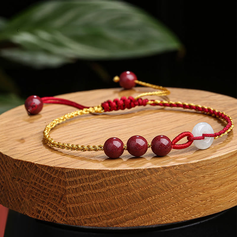 Natural Cinnabar Jade Peace Buckle Blessing Bracelet