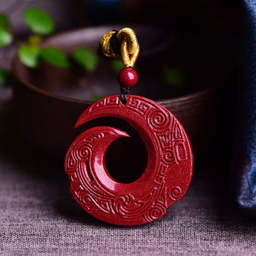 One's Luck Improves Design Patern Natural Cinnabar Blessing Necklace Pendant