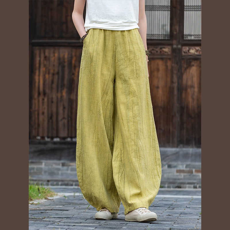 Ramie Cotton Linen Pants Tie-dye Design Trousers Loose Zen Yoga Women's Pants with Pockets