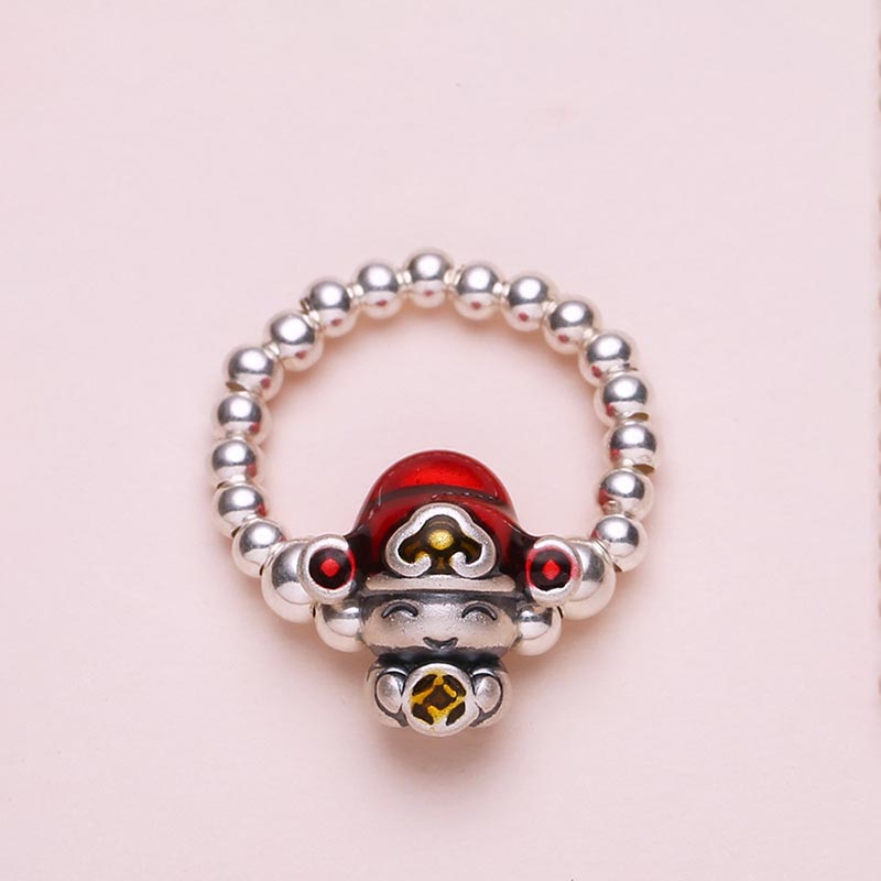 Mixed-Metal 925 Sterling Silver & Copper God of Wealth Chinese Coin Ring