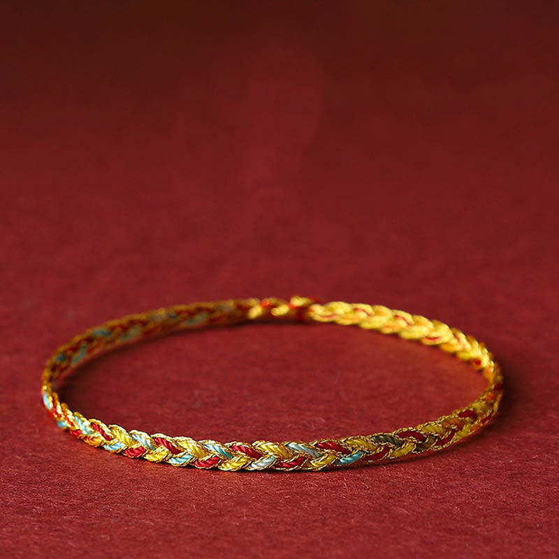 Handmade Multicolored Dragon Scale Pattern Braided String Bracelet