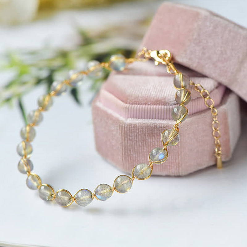Natural Moonstone 14K Gold Plated Healing Positive Bracelet