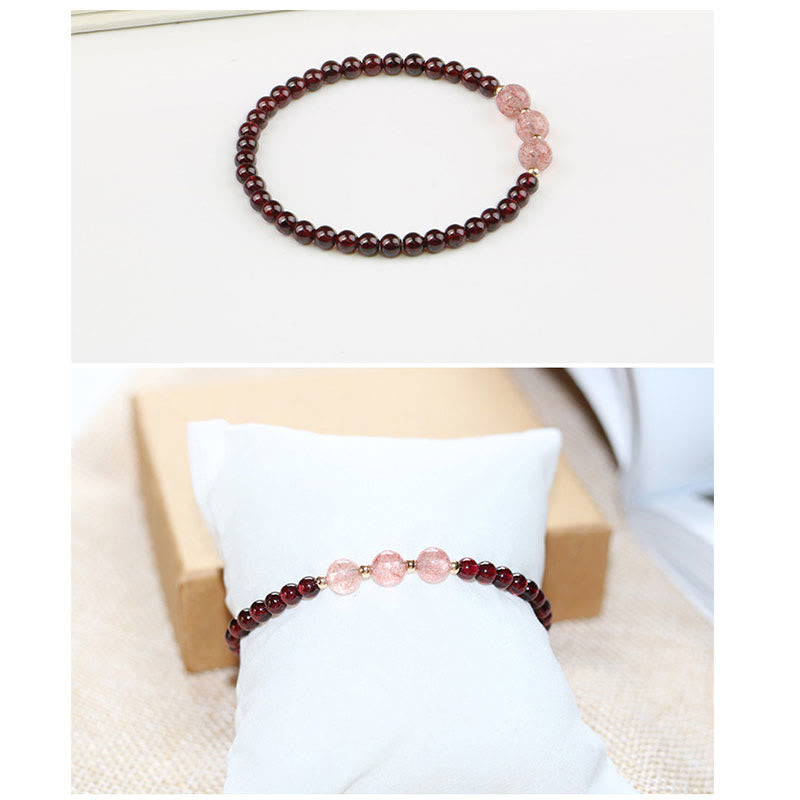 Natural Garnet Strawberry Quartz Calm Bracelet