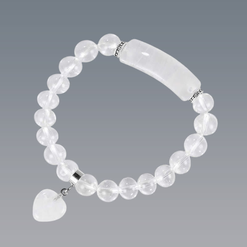 Natural Gemstone Heart Focal Beaded Bracelet for Emotional Balance