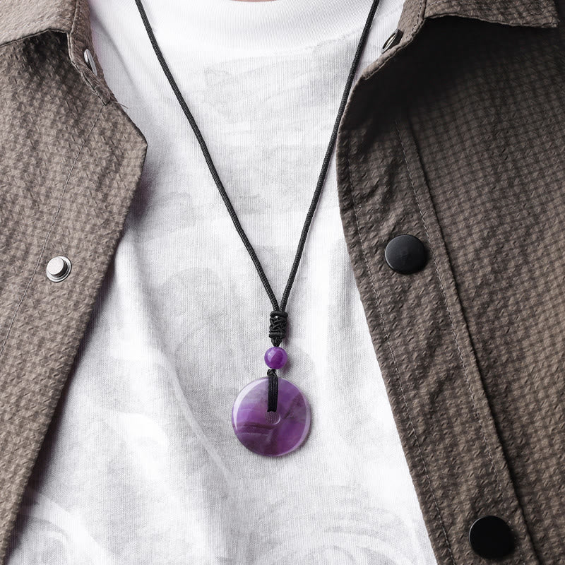 Lucky Coin Pendant Healing Crystal Gemstone Necklace