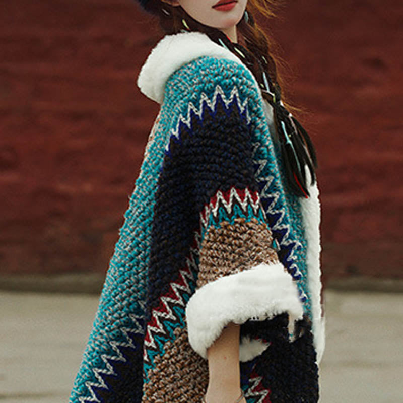 Tactile Striped Knitted Travel Meditation Tibetan Shawl