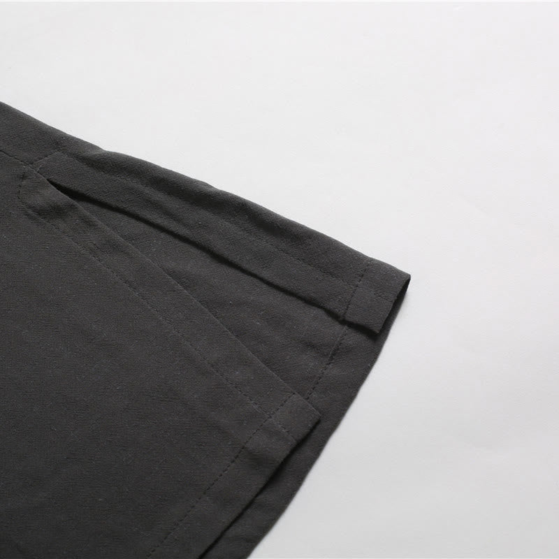 Breathable Cotton-Linen Crew Neck Short Sleeve Meditation Shirt