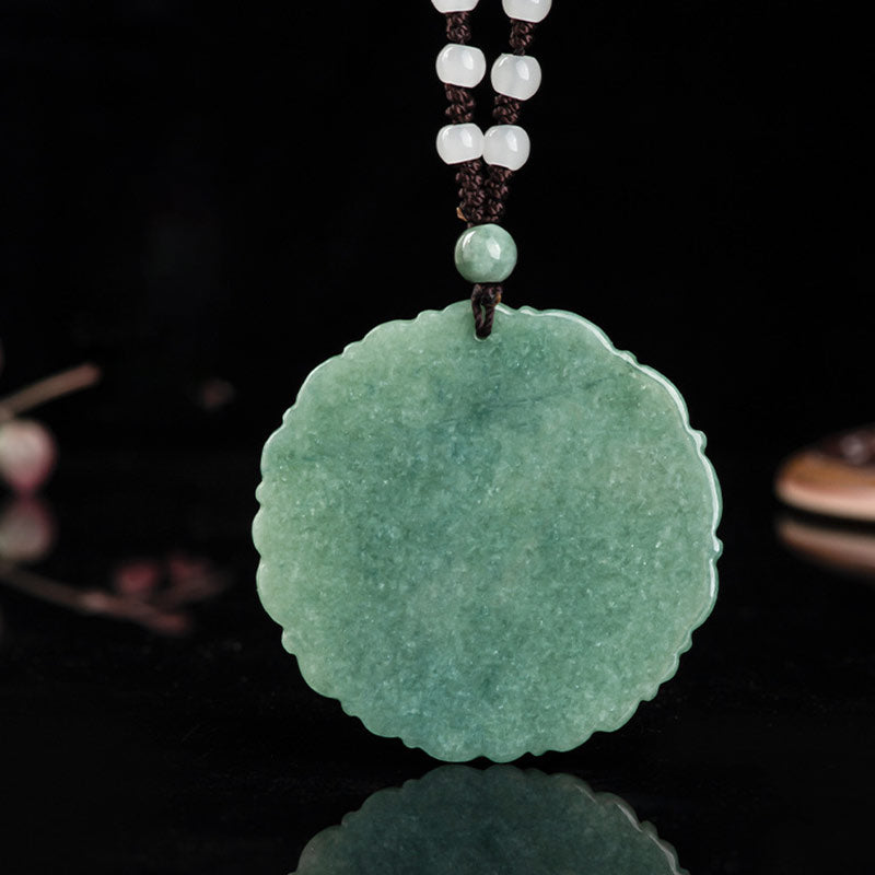 Chinese Zodiac Dragon Jade Fortune Necklace String Pendant