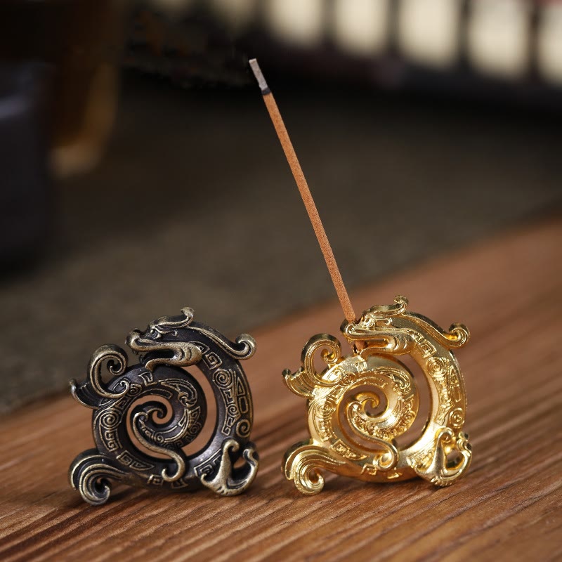 Mini Auspicious Dragon Pattern Zinc Alloy Meditation Incense Stick Burner