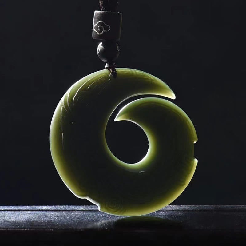 One's Luck Improves Design Patern Hetian Cyan Jade Peace Buckle Luck Necklace Pendant