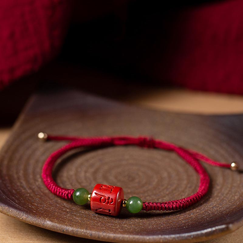Braided Cinnabar Om Mani Padme Hum Mantra Red String Bracelet