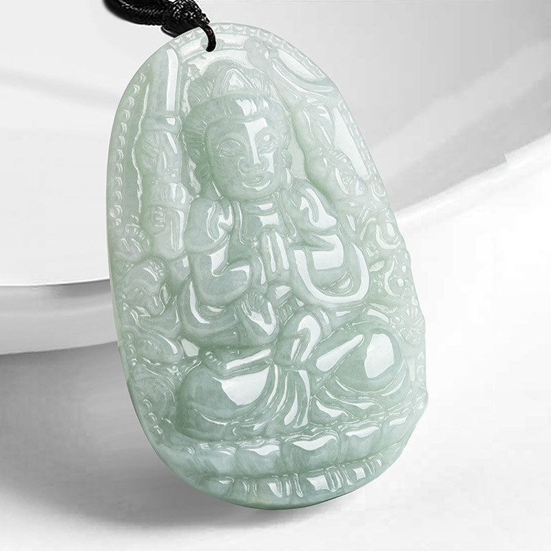 Chinese Zodiac Natal Buddha Jade Wealth Prosperity Necklace Pendant