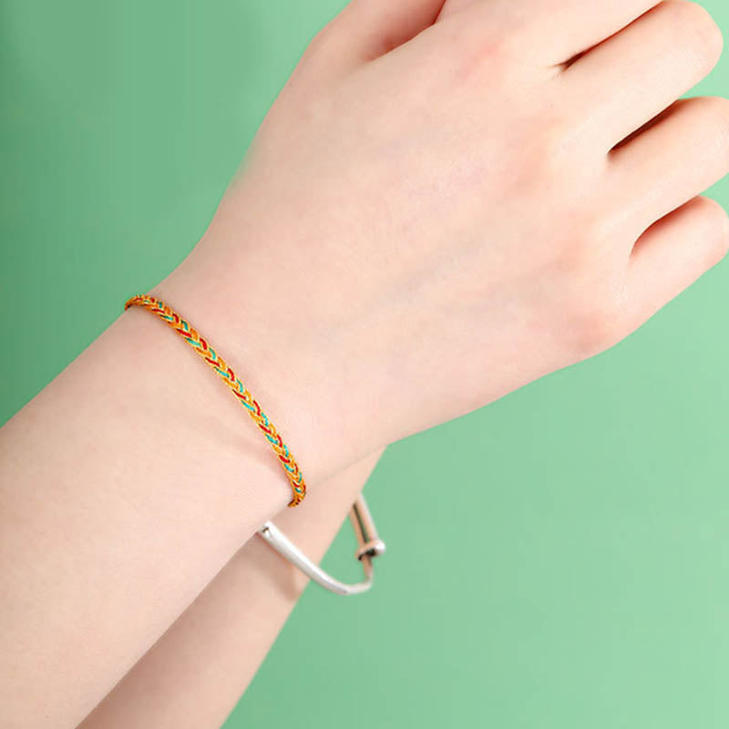 Handmade Multicolored Dragon Scale Pattern Braided String Bracelet