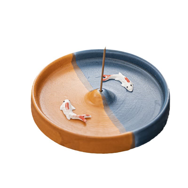 Hand-Painted Koi Fish Ceramic Stick Incense Burner