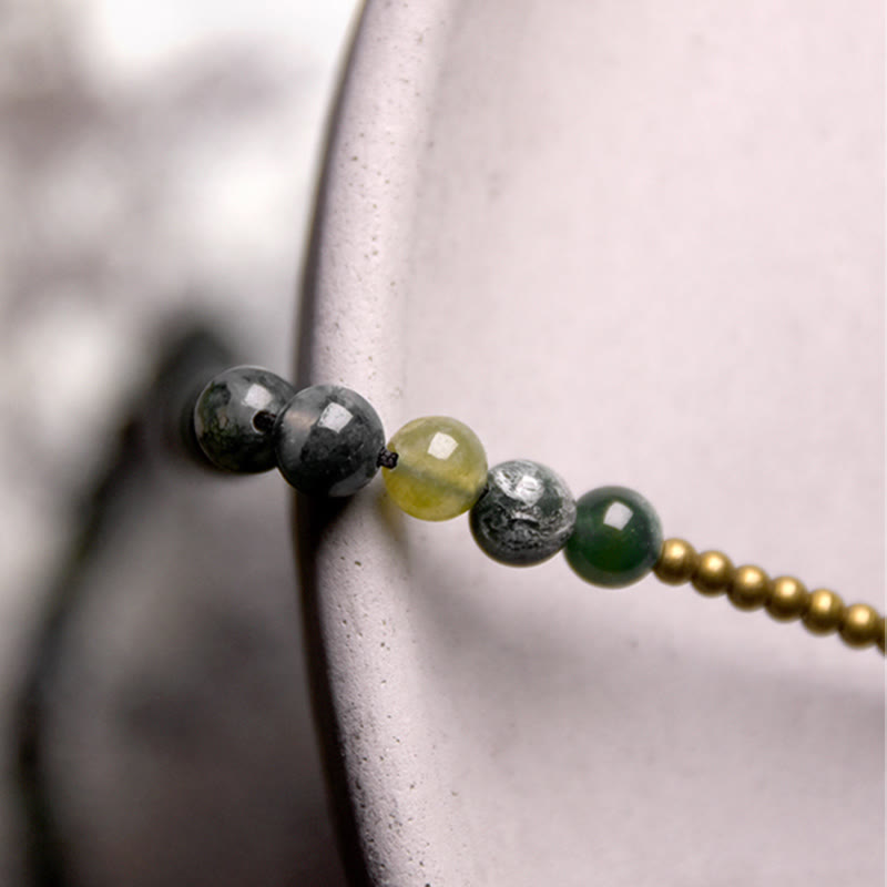 Moss Agate Copper Lucky Multilayer Bracelet