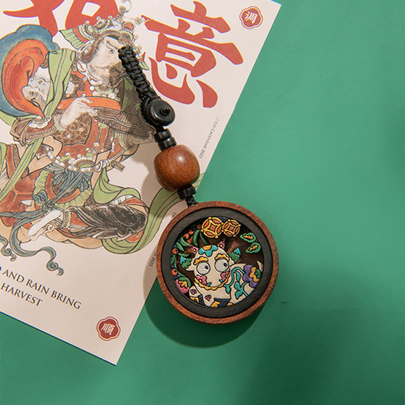 Year Of The Dragon Hand Painted Chinese Zodiac Rosewood Carved Calm Key Chain (Extra 35% Off | USE CODE: FS35)