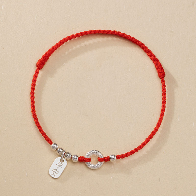 925 Sterling Silver Auspicious Clouds Peace Buckle Safe And Sound Bracelet Anklet