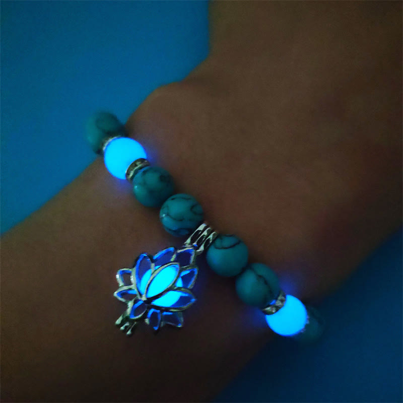 Tibetan Turquoise Glowstone Luminous Bead Lotus Protection Bracelet