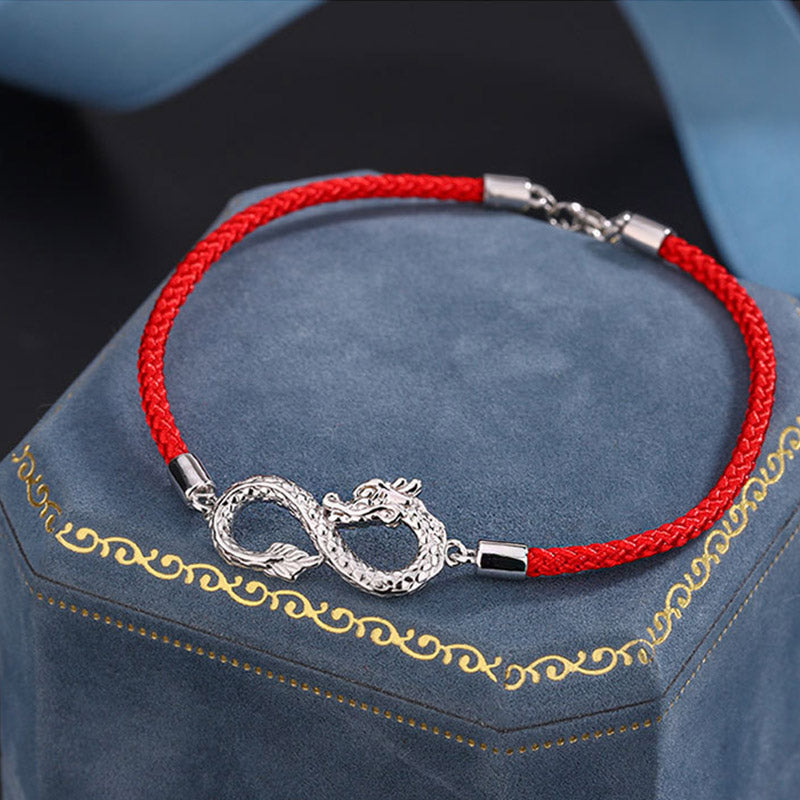 Year Of The Dragon 999 Sterling Silver Endless Knot Luck Protection Bracelet