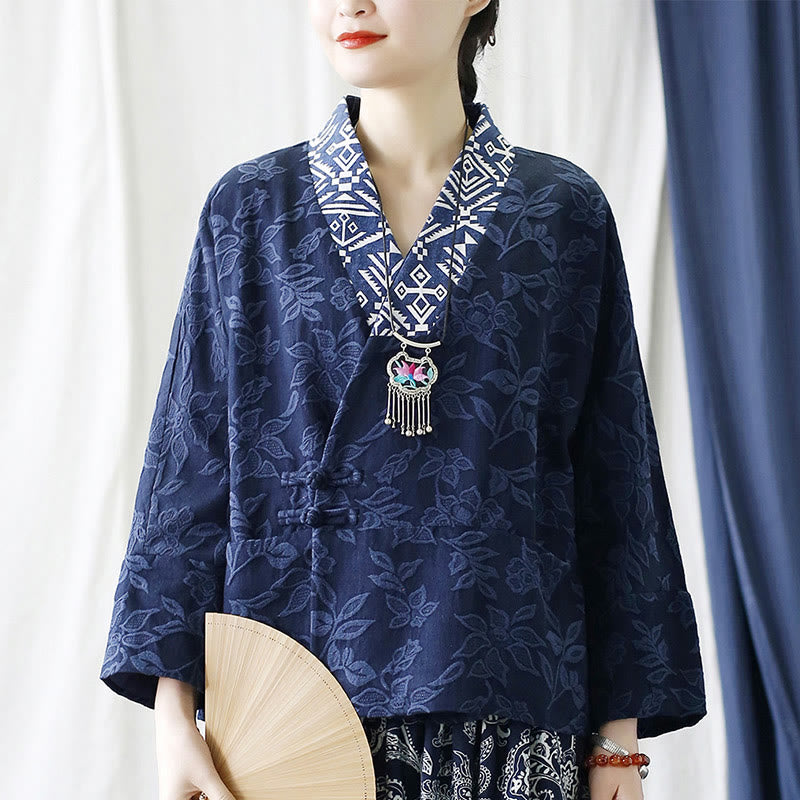 Cotton Jacquard V-Neck Mindful Meditation Jacket