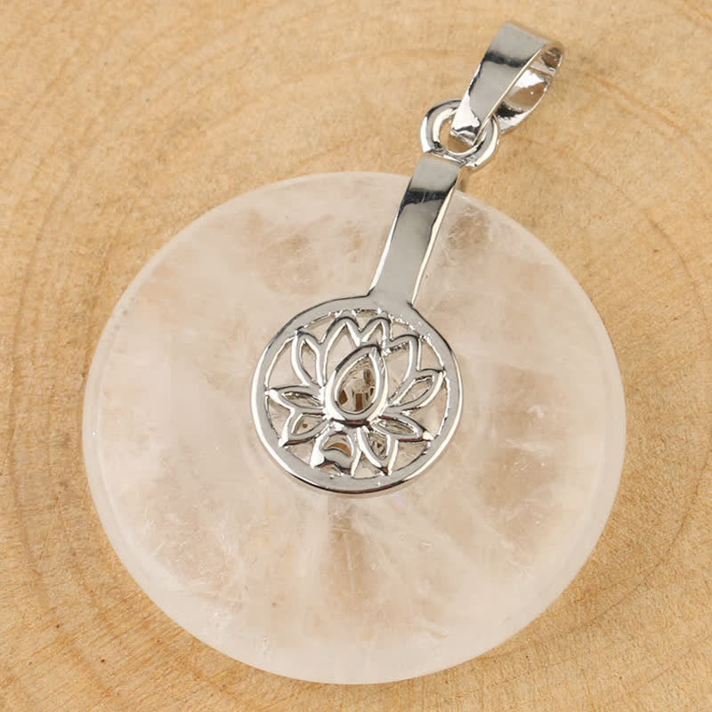 White Crystal Handcrafted Lotus Pendant Necklace for Mindfulness