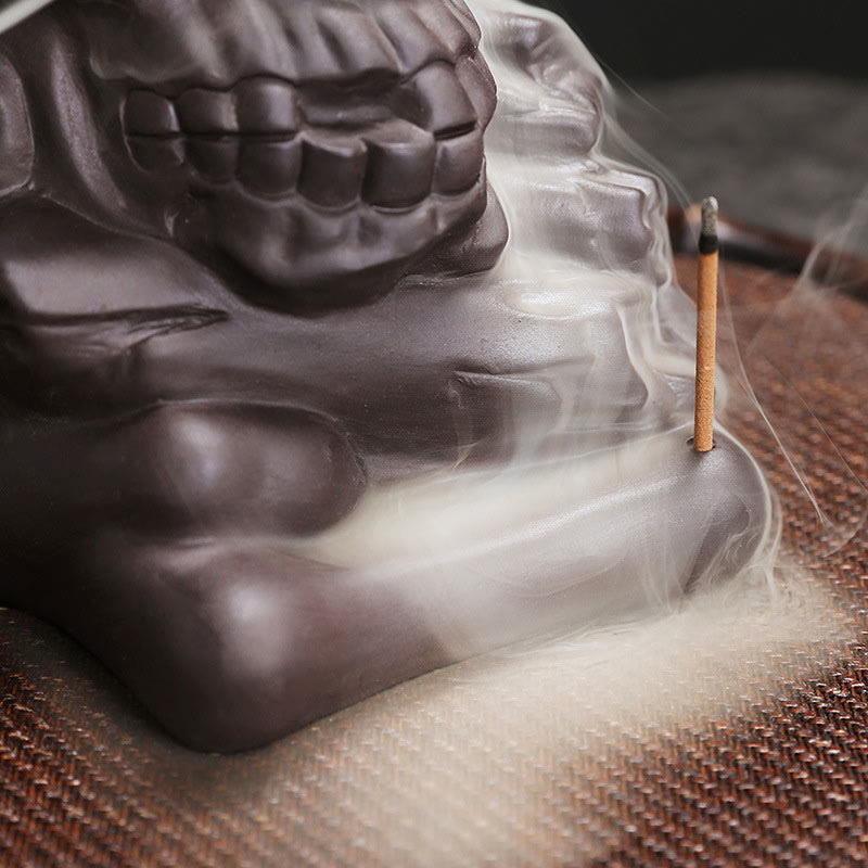 Artisan Purple Clay Kapala Skull Meditative Incense Burner