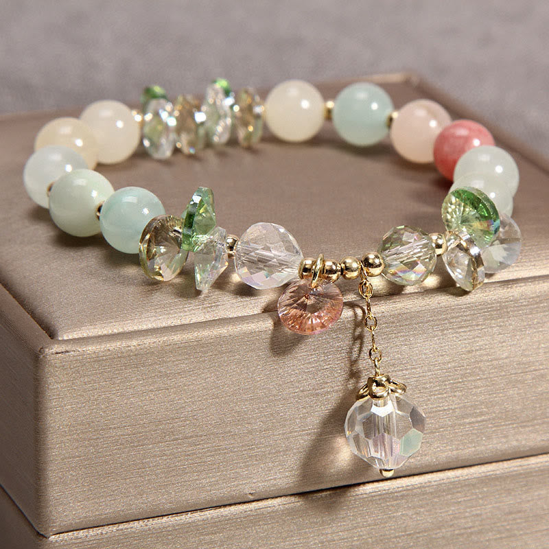 Cat's Eye Pink Crystal Peace Charm Bracelet