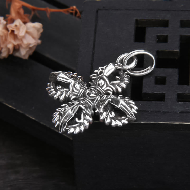 925 Sterling Silver Double Dorje Vajra Spiritual Strength Necklace Pendant
