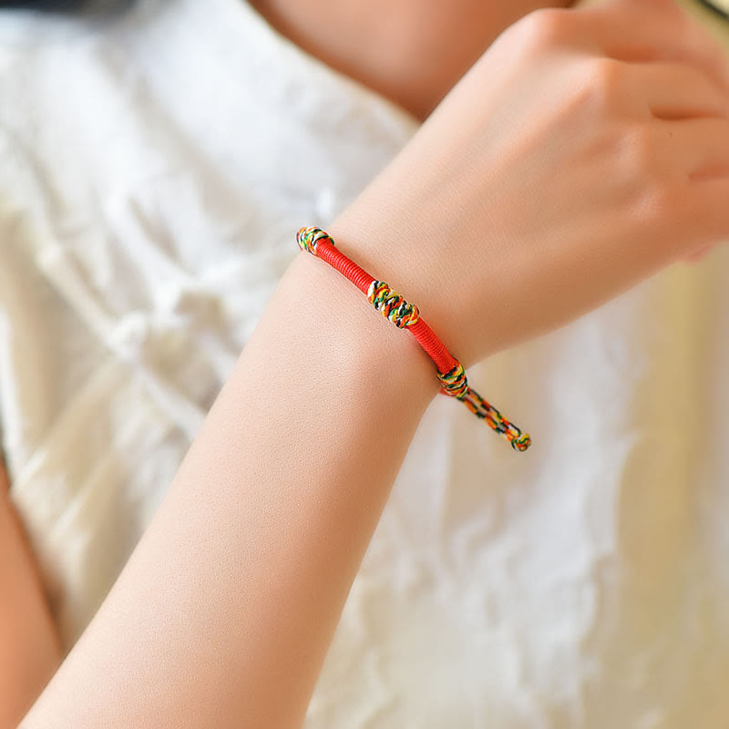Tibetan Handmade Braided Vajra Knot Red String Bracelet