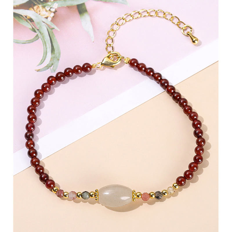 Garnet Jade Tourmaline Bead Passion Bracelet