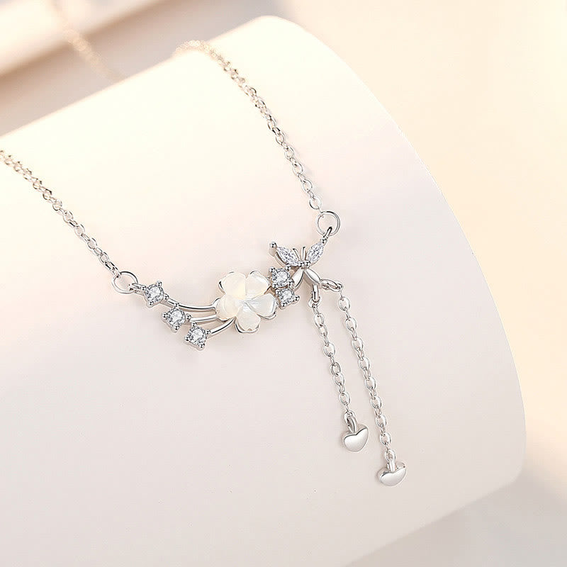 925 Sterling Silver Flower Butterfly Love Necklace Pendant Earrings Set