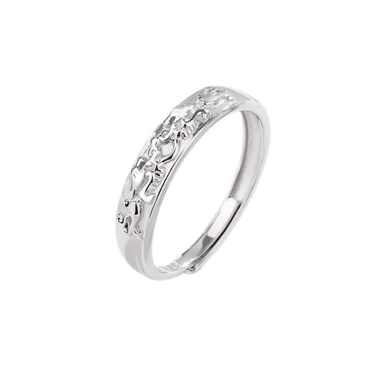 Hand-Finished 925 Sterling Silver Pixiu Adjustable Couple Ring