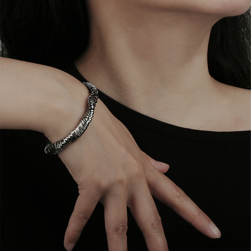 Vintage Twisted Chain 925 Sterling Silver Bracelet with Lock Clasp