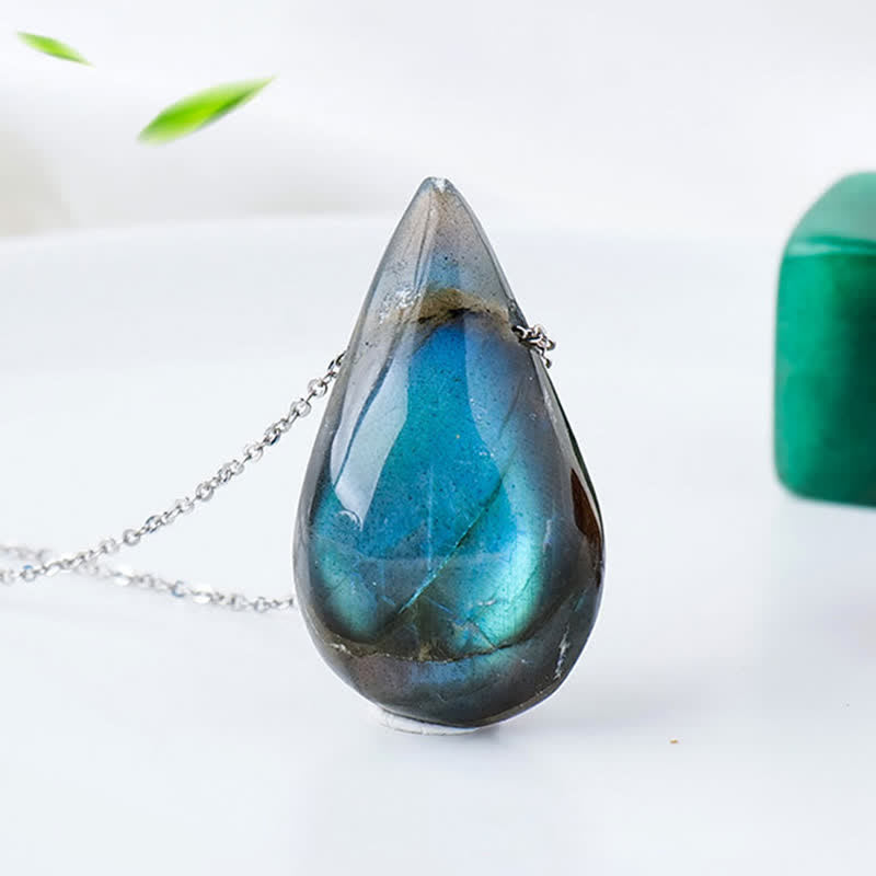 Labradorite Water Drop Support Healing Necklace Pendant